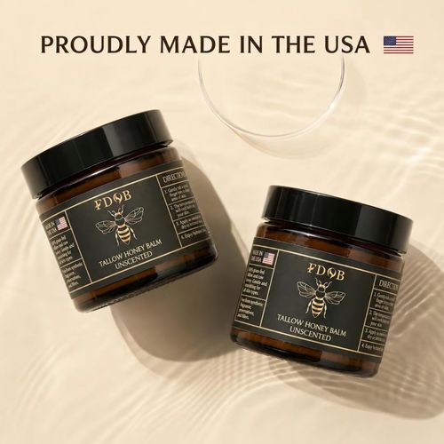 Organic Grass-Fed Beef Tallow Balm with Raw Honey - Handmade All-Natural Moisturizer for Soft, Smooth, Radiant Skin