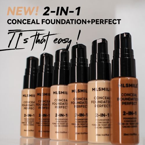 (Pack of 12) WakeAngel Long-Lasting Foundation – Smudge-proof, Non-caking, Waterproof, Sweat-proof, Oil-controlling, and Concealing Base Makeup