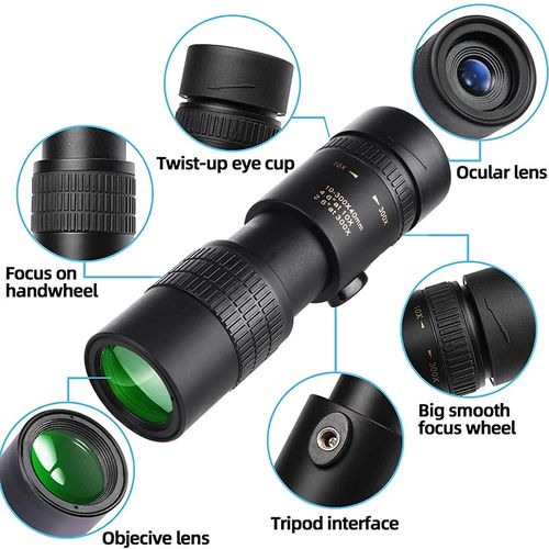 10-300X40 Monocular Telescope High Power Zoom HD Spotting Scope with Tripod Phone Adapter