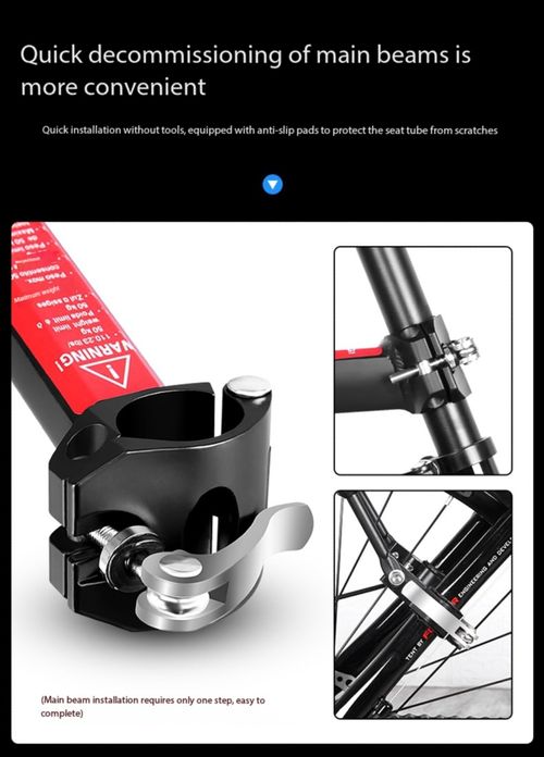 Quick Release Aluminum Alloy Bicycle Rear Rack with Safety Tail Light, Heavy Duty Universal Mountain Bike Cargo Carrier Supports Goods & Passengers, Tool-Free Easy Installation & Stable Triangle Support