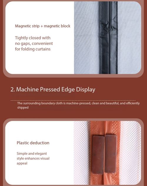 Striped Magnetic Screen Door Anti-Mosquito Mesh Self-Adhesive No Drill