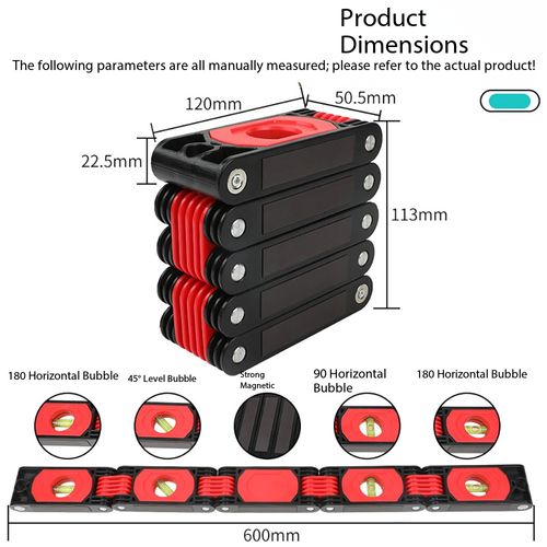 Multifunctional Foldable Magnetic Spirit Level Ruler