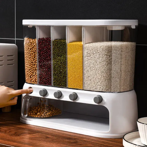 Multi-Compartment Grain Cereal Dispenser Sealed Storage Container