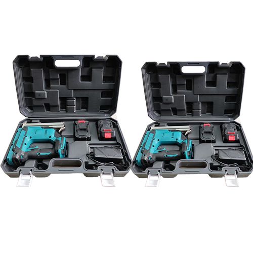 The high-performance cordless nail gun is an essential power tool for professional construction work.