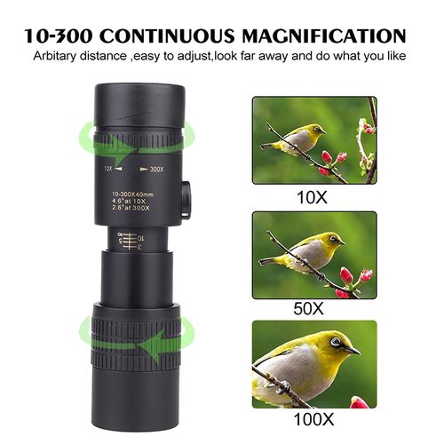 10-300X40 Monocular Telescope High Power Zoom HD Spotting Scope with Tripod Phone Adapter