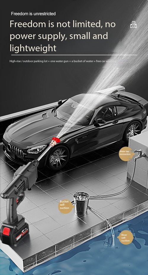 Wireless High Pressure Car Washer Portable Lithium Battery Self-suction Water Gun 1 Battery 1 Charger