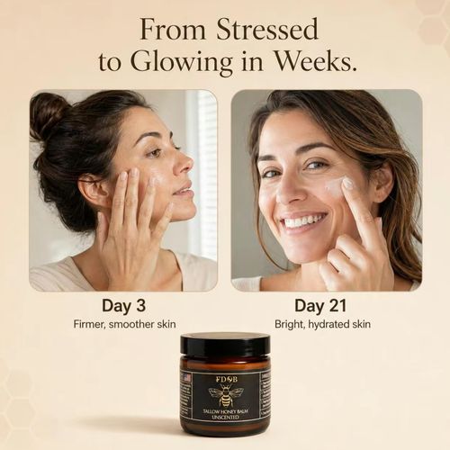 Organic Grass-Fed Beef Tallow Balm with Raw Honey - Handmade All-Natural Moisturizer for Soft, Smooth, Radiant Skin