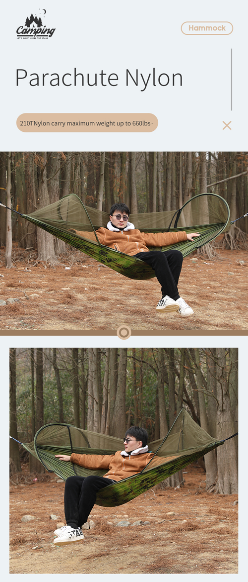 Outdoor Camping Hammock with Mosquito Net Portable Parachute Nylon Hanging Bed