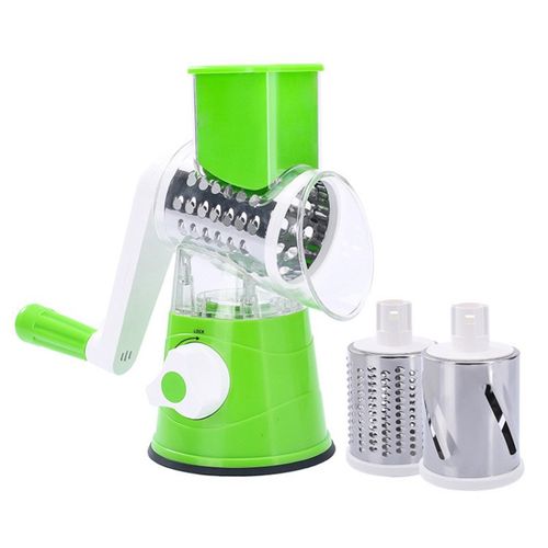 Manual Rotary Vegetable Slicer Grater with 3 Stainless Steel Drums Kitchen Tool