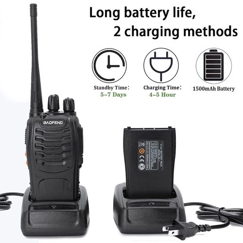 Baofeng Walkie Talkie Set of 2 Only 420 GHS Long Battery Life Rechargeable Two Way Radio