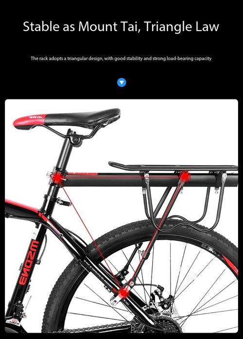 Quick Release Aluminum Alloy Bicycle Rear Rack with Safety Tail Light, Heavy Duty Universal Mountain Bike Cargo Carrier Supports Goods & Passengers, Tool-Free Easy Installation & Stable Triangle Support