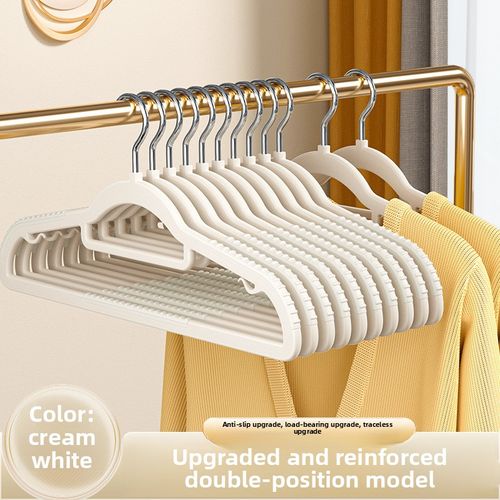 (Pack of 10) Multifunctional, rotatable, non-slip, thickened plastic hangers for wet and dry use—single-tier household hangers.