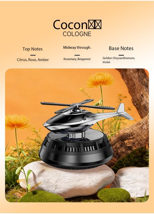 Solar Powered Rotating Helicopter Car Air Freshener Perfume Diffuser Dashboard Ornament