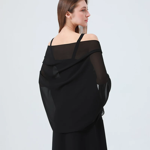 Elegant Solid Color Chiffon Shawl Scarf for Wedding Party Evening Dress