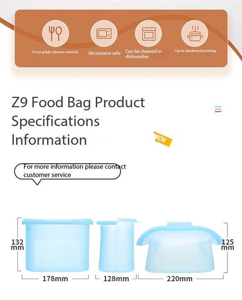 1000ml Reusable Silicone Food Storage Bag Microwave and Freezer Safe