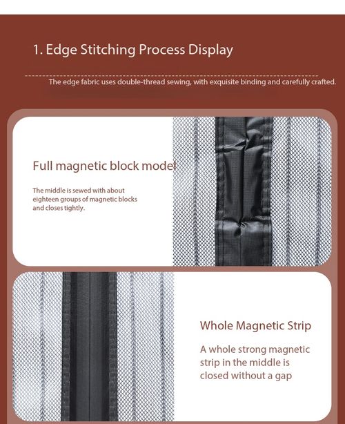 Striped Magnetic Screen Door Anti-Mosquito Mesh Self-Adhesive No Drill