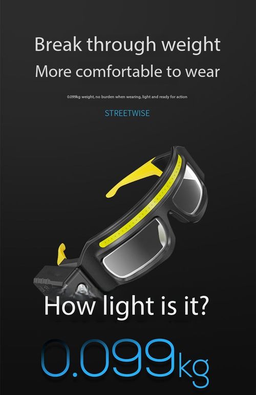 USB Rechargeable LED Work Light Safety Glasses
