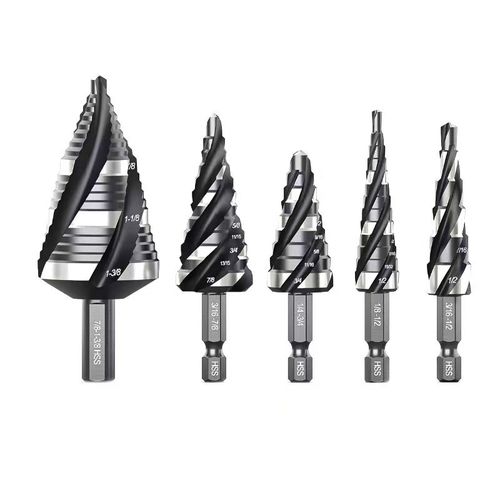 5Pcs Spiral Step Drill Bit Hole Opener Set