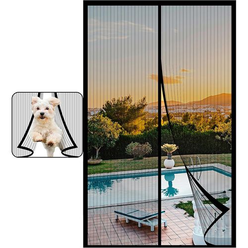 Striped Magnetic Screen Door Anti-Mosquito Mesh Self-Adhesive No Drill