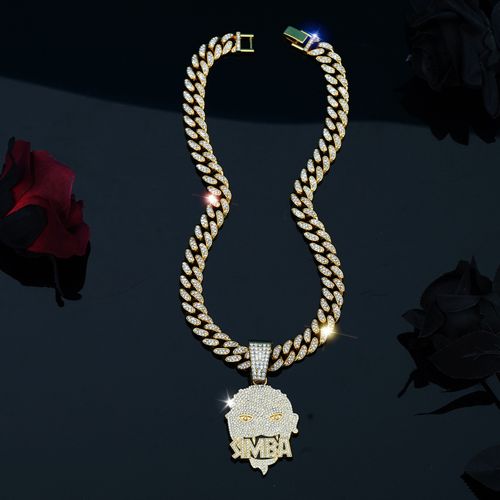 Men's Hip Hop Iced Out Simba Lion Head Pendant Cuban Link Chain Necklace