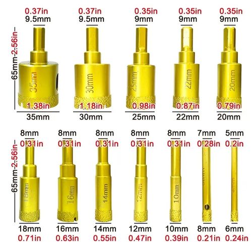 12Pcs Tile & Stone Hole Saw Drill Bit Set with Storage Case