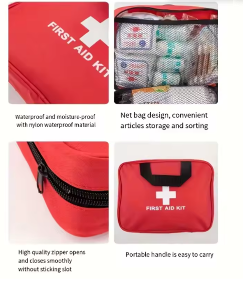 (160- Piece Set, 25 Varieties) First Aid Kit – Premium, compact, waterproof trauma medical kit suitable for any emergency  ideal for home, office, car, travel, outdoor activities, camping, hiking, and boating (Red).