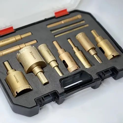 12Pcs Tile & Stone Hole Saw Drill Bit Set with Storage Case