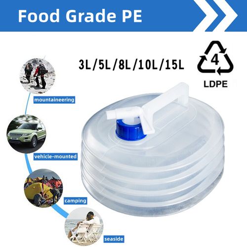 (Pack of 2) Portable 15L Collapsible Plastic Outdoor Water Container (with Tap) — Suitable for Camping and Home Use