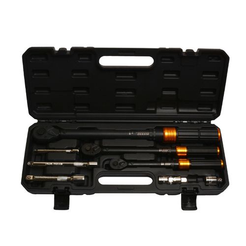 High-precision ratchet torque wrench set, 210 Nm torque  suitable for bicycles, motorcycles, spark plugs, and tires  packaged in a plastic case.