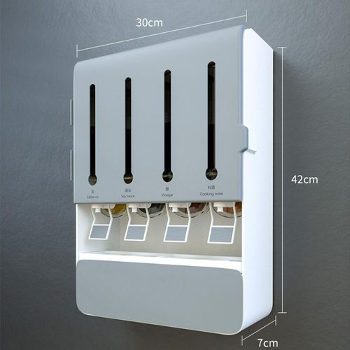 Smart Wall-Mounted Spice & Oil Dispenser Set 4-in-1 Kitchen Organizer No Drill