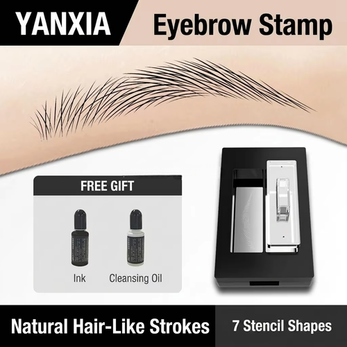 Eyebrow Stamp & Cushion Set: Realistic, natural look  waterproof, sweat-proof, and smudge-proof  a must-have tool for effortless, quick eyebrow styling.
