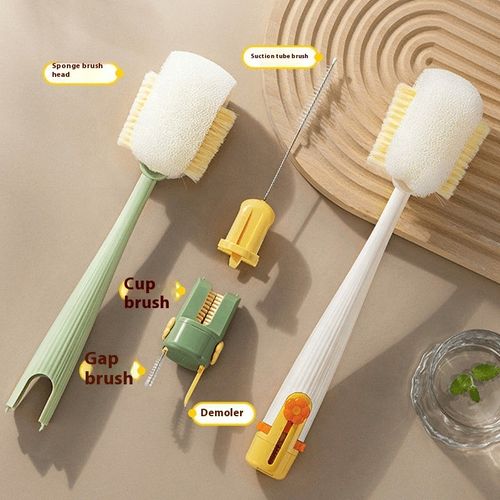 (Pack of 2) 5-in-1 Multifunctional Long-Handled Brush – Ultimate Tool for Cleaning Water Bottles, Thermos Flasks, and Baby Bottles