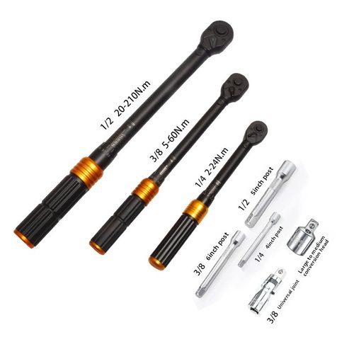 High-precision ratchet torque wrench set, 210 Nm torque  suitable for bicycles, motorcycles, spark plugs, and tires  packaged in a plastic case.