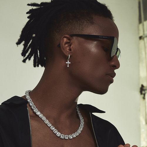 Full Rhinestone Cross Hoop Earrings