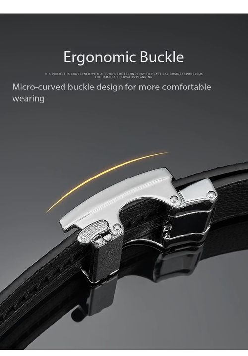 Men's Automatic Buckle Belt Letter Plaid Pattern Business Casual Cowhide Leather Belt