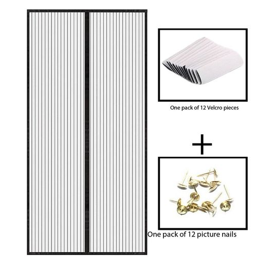 Striped Magnetic Screen Door Anti-Mosquito Mesh Self-Adhesive No Drill