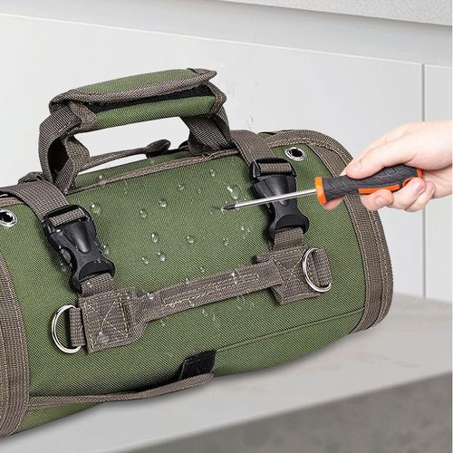 Oxford Cloth Roll-Up Tool Bag – Durable and water-resistant, featuring multiple storage pockets  ideal for electricians and in-vehicle storage, as well as for organizing other items—a stylish bag.