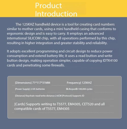 Handheld RFID Writer 125KHZ ID Card Copier Access Control Key Fob Duplicator