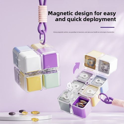 Magnetic Portable Pill Organizer – Customizable Colorful Plastic Pill Box – Waterproof Mini Travel Pill Case