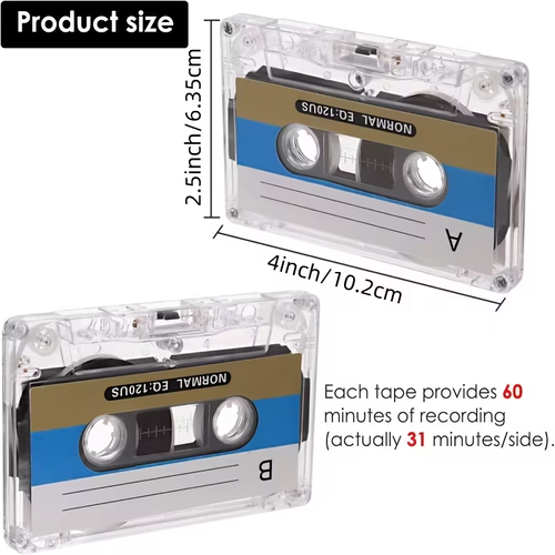 Genuine Blank Audio Cassette Tapes (Pack of 5) – 60-Minute – Suitable for Teaching, Language Repeaters, and Recorders – Brand New