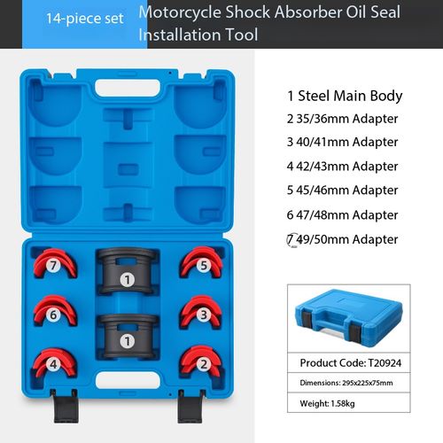 14-Piece Motorcycle Shock Absorber Oil Seal Installer Tool Kit 35-50mm