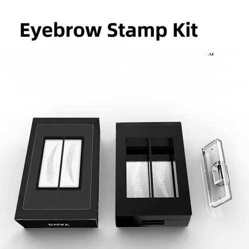Eyebrow Stamp & Cushion Set: Realistic, natural look  waterproof, sweat-proof, and smudge-proof  a must-have tool for effortless, quick eyebrow styling.