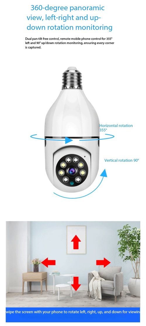 360 Panoramic Smart Bulb Camera HD WiFi Surveillance Lamp with LED Light