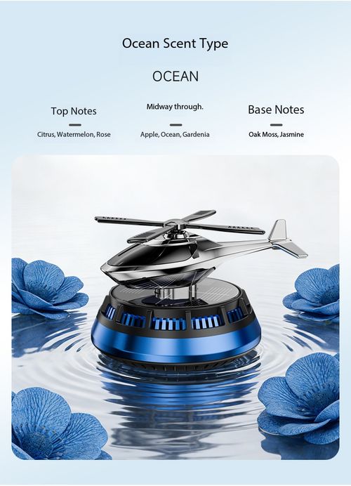 Solar Powered Rotating Helicopter Car Air Freshener Perfume Diffuser Dashboard Ornament
