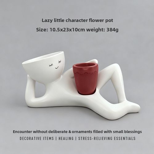 New  Lazy Little Character  Planter   Home Desktop Decor   Ornament for Succulents and Green Plants