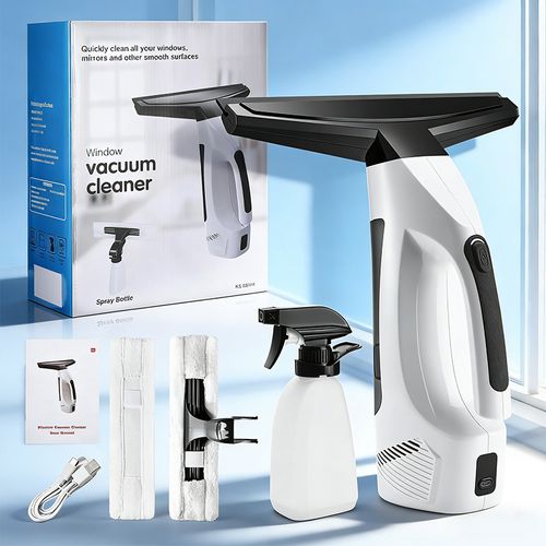New Cordless Vacuum Cleaner Kit with Electronic Glass Cleaner, Streak-Free Squeegee, Spray Function, 75-Min Battery, Lightweight Design for Car, Kitchen, Bathroom Windows, Mirrors