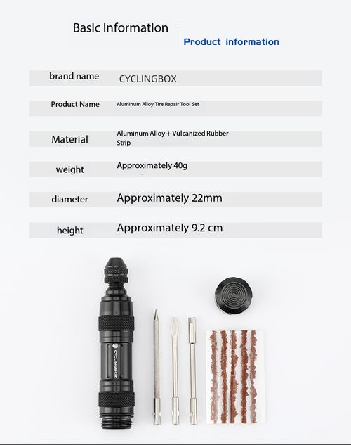 Portable Aluminum Tubeless Tire Repair Tool Kit