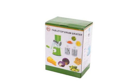Manual Rotary Vegetable Slicer Grater with 3 Stainless Steel Drums Kitchen Tool