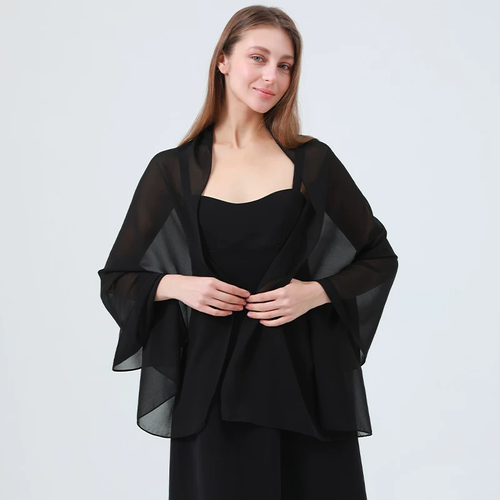 Elegant Solid Color Chiffon Shawl Scarf for Wedding Party Evening Dress