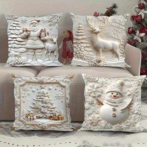 🛏️ 50% OFF CHRISTMAS SALE! ✨ Elegant Christmas Pillow Covers - Embroidered Velvet with Festive 3D Patterns for Holiday Home Decor 🎄❤️